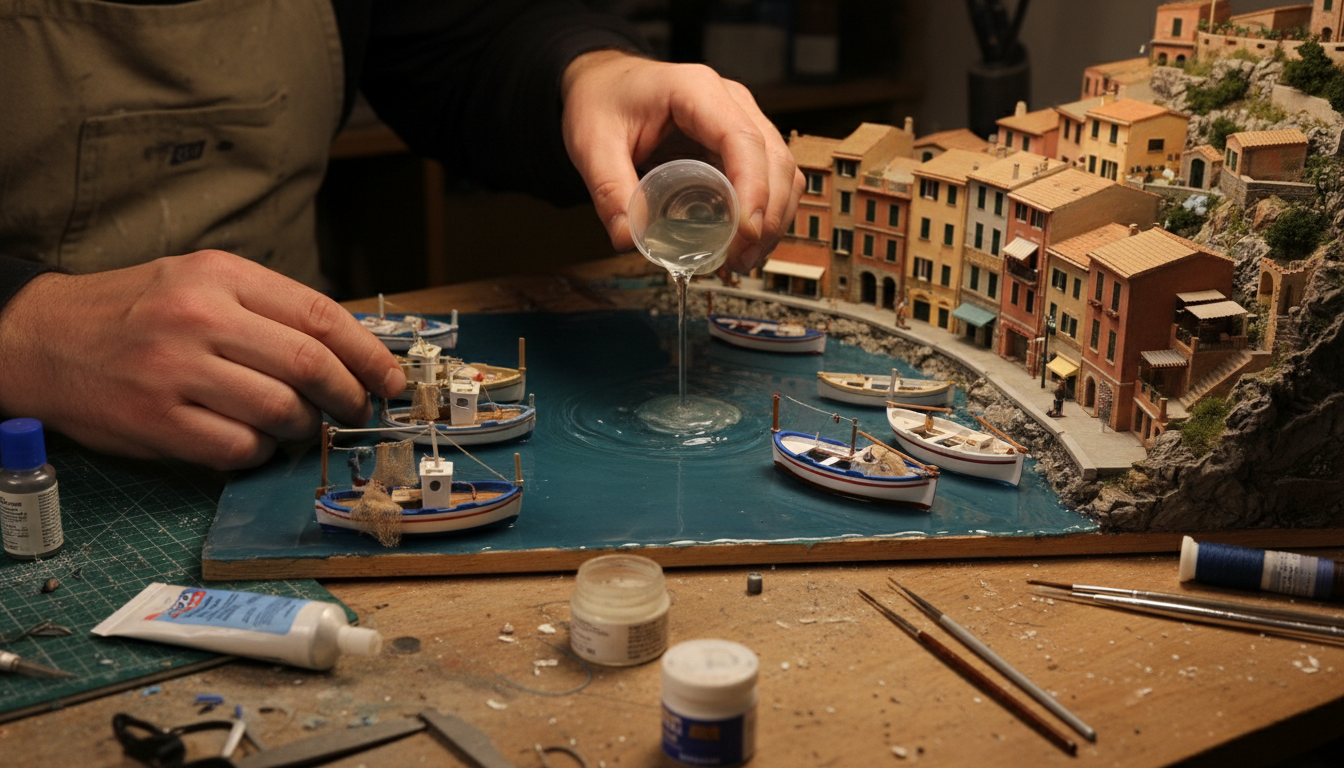 Costruzione diorama portuale con effetto acqua