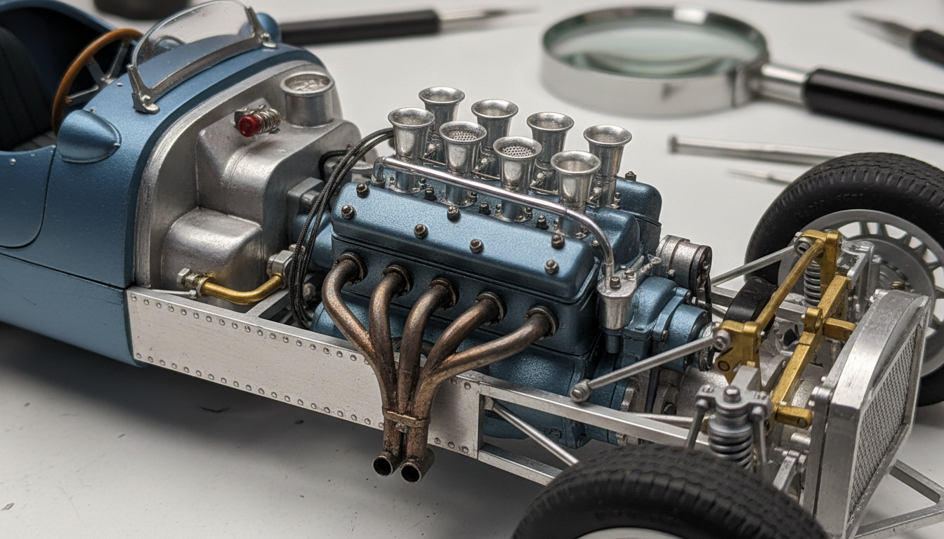 Dettaglio motore Maserati 250F in scala