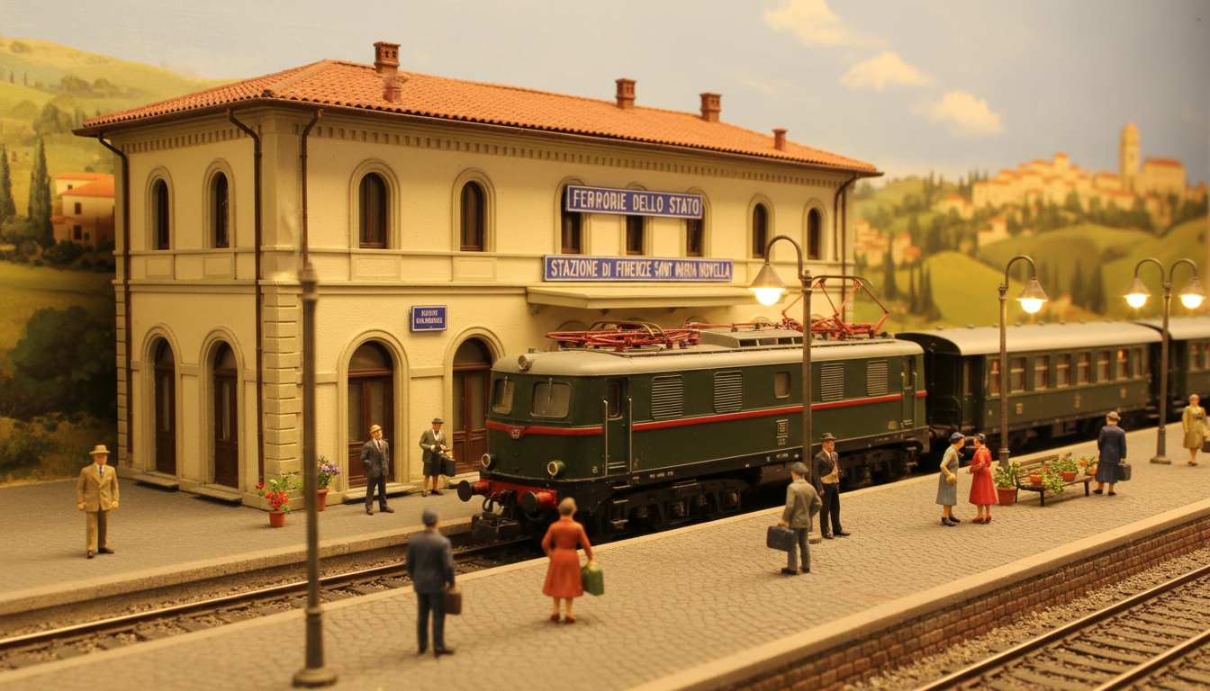 Stazione ferroviaria italiana anni 50 in scala HO